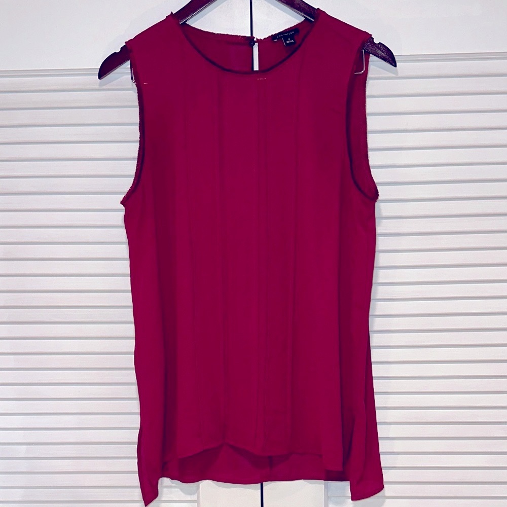 Ann Taylor Burgundy Pleated Fringe detail Cami Tank